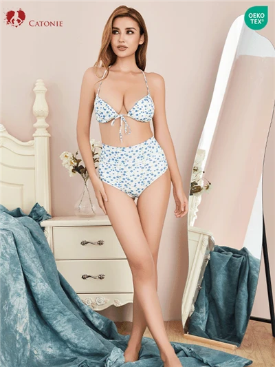 Blue Floral Bathing Suit Blue Floral Bathing Suit